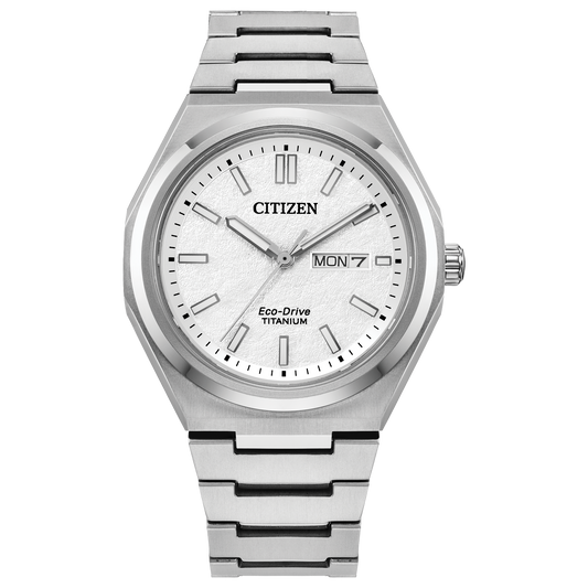 Citizen AW0130-85A Zenshin Three-hand Super Titanium White Dial