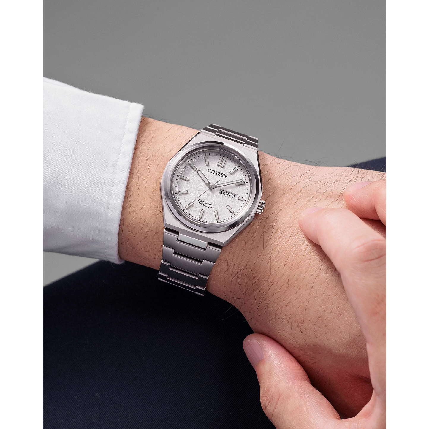 Citizen AW0130-85A Zenshin Three-hand Super Titanium White Dial