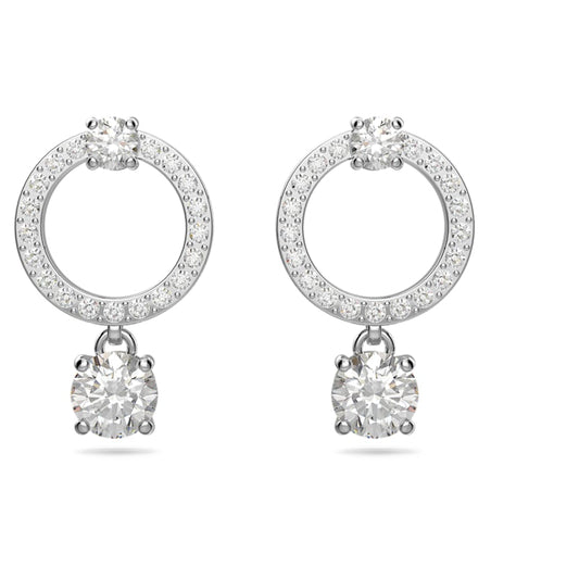 Attract hoop earrings Round cut, White, Rhodium plated 5563278