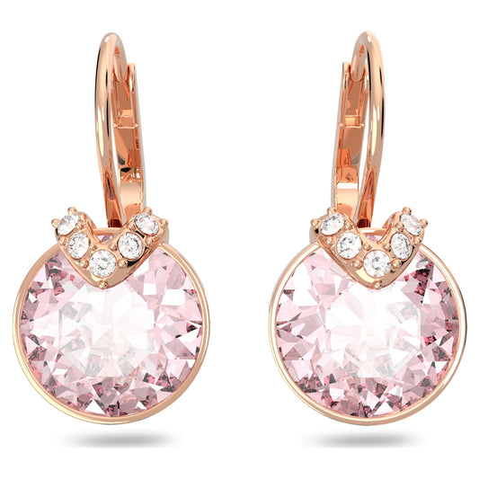 Bella V drop earrings Round cut, Pink, Rose gold-tone plated 5662114