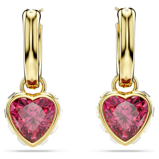 Chroma drop earrings Heart, Red, Gold-tone plated 5684760