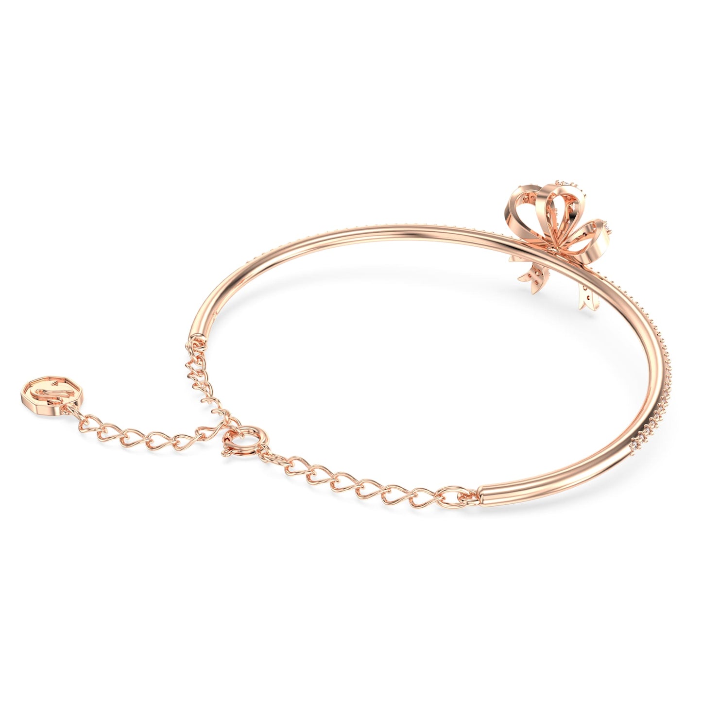 Hyperbola bangle Bow, White, Rose gold-tone plated 5647565