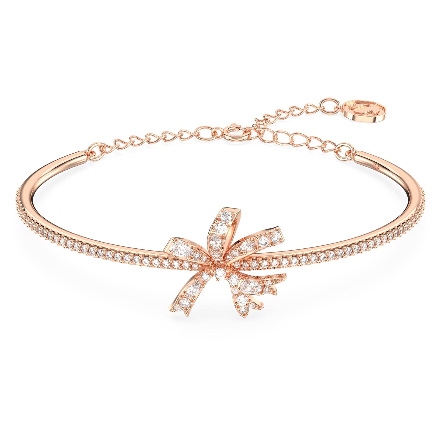 Hyperbola bangle Bow, White, Rose gold-tone plated 5647565