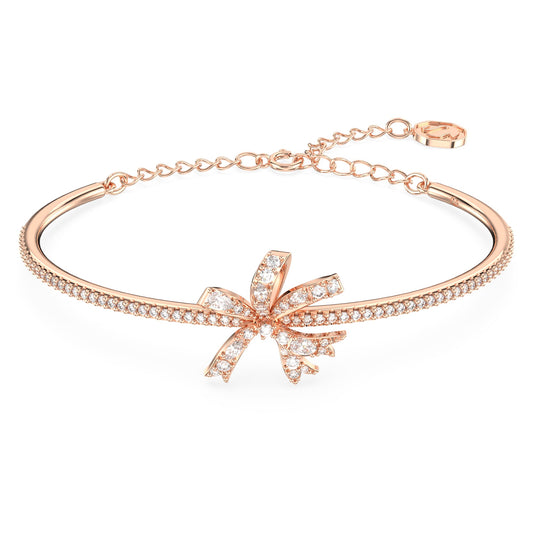 Hyperbola bangle Bow, White, Rose gold-tone plated 5647565