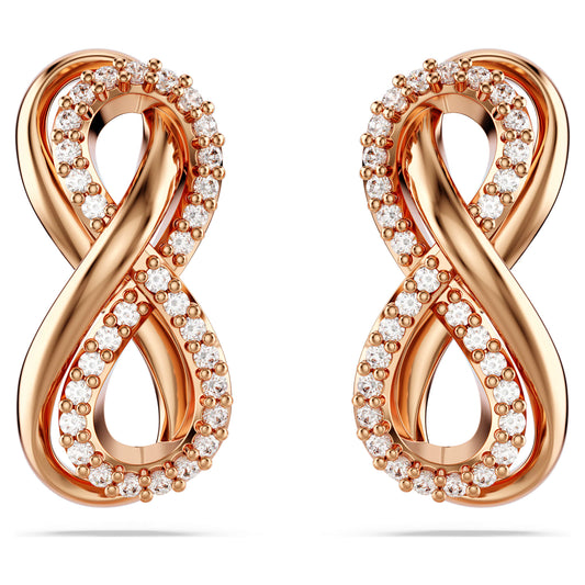 Hyperbola stud earrings Infinity, White, Rose gold-tone plated 5684085