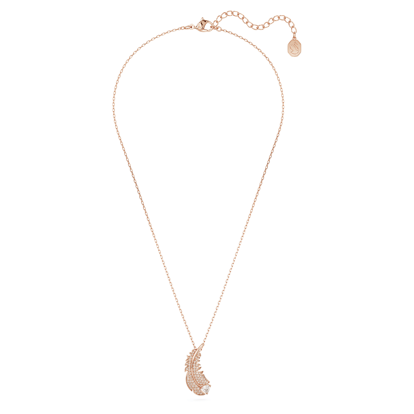 Idyllia pendant Feather, White, Rose gold-tone plated 5663483