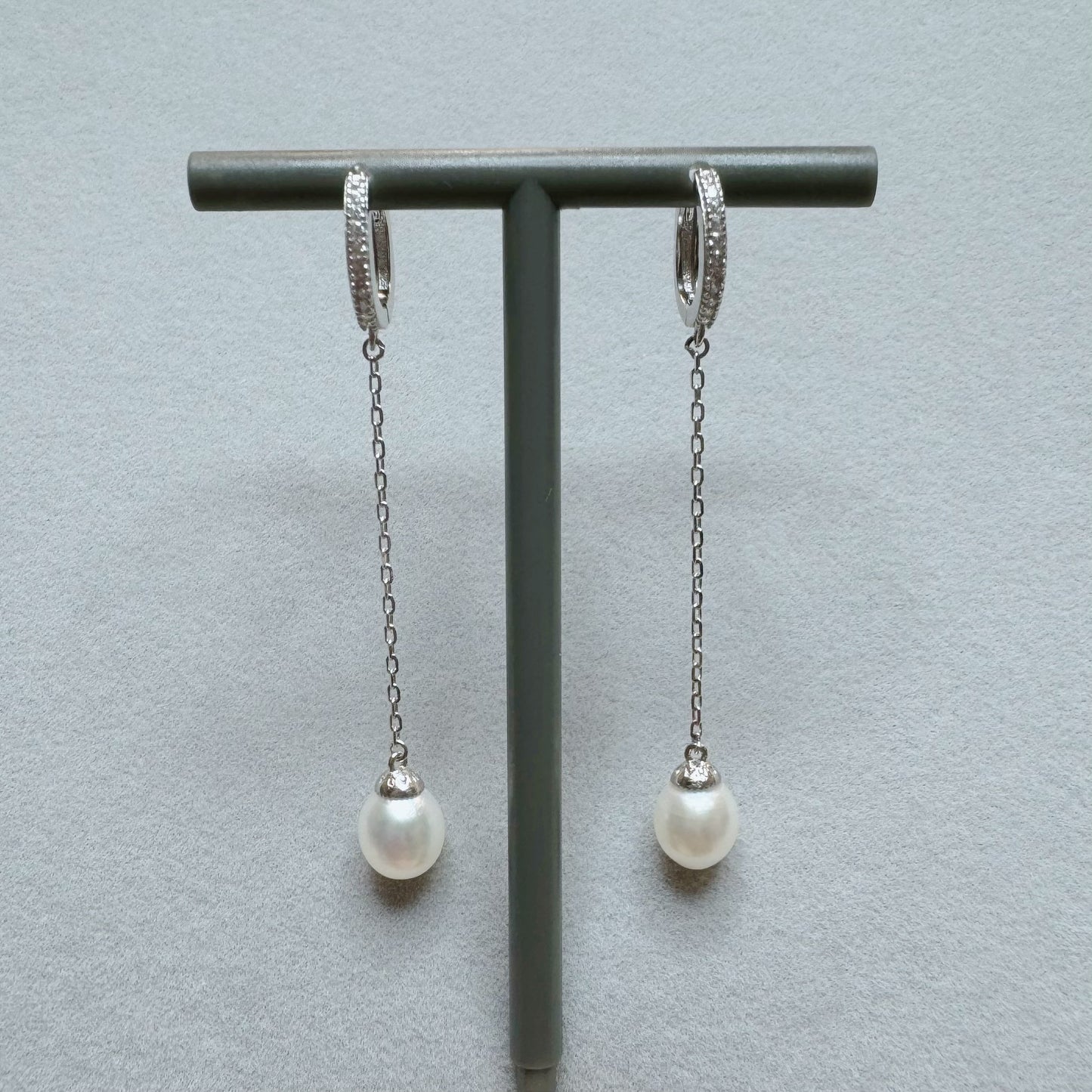 Sterling Silver Timeless Hoop Earrings with Freshwater Pearls And CZ