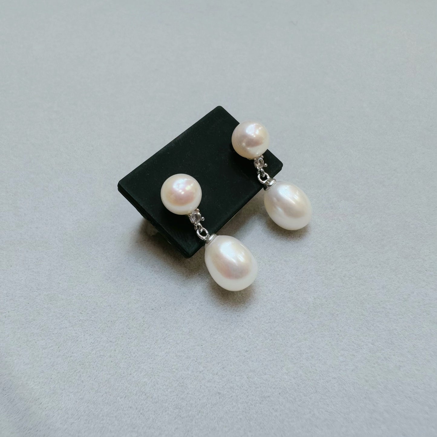 Sterling Silver Classic Pearl Drop Earrings And CZ