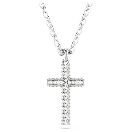 Insigne pendant Pavé, Cross, White, Rhodium plated 5675577