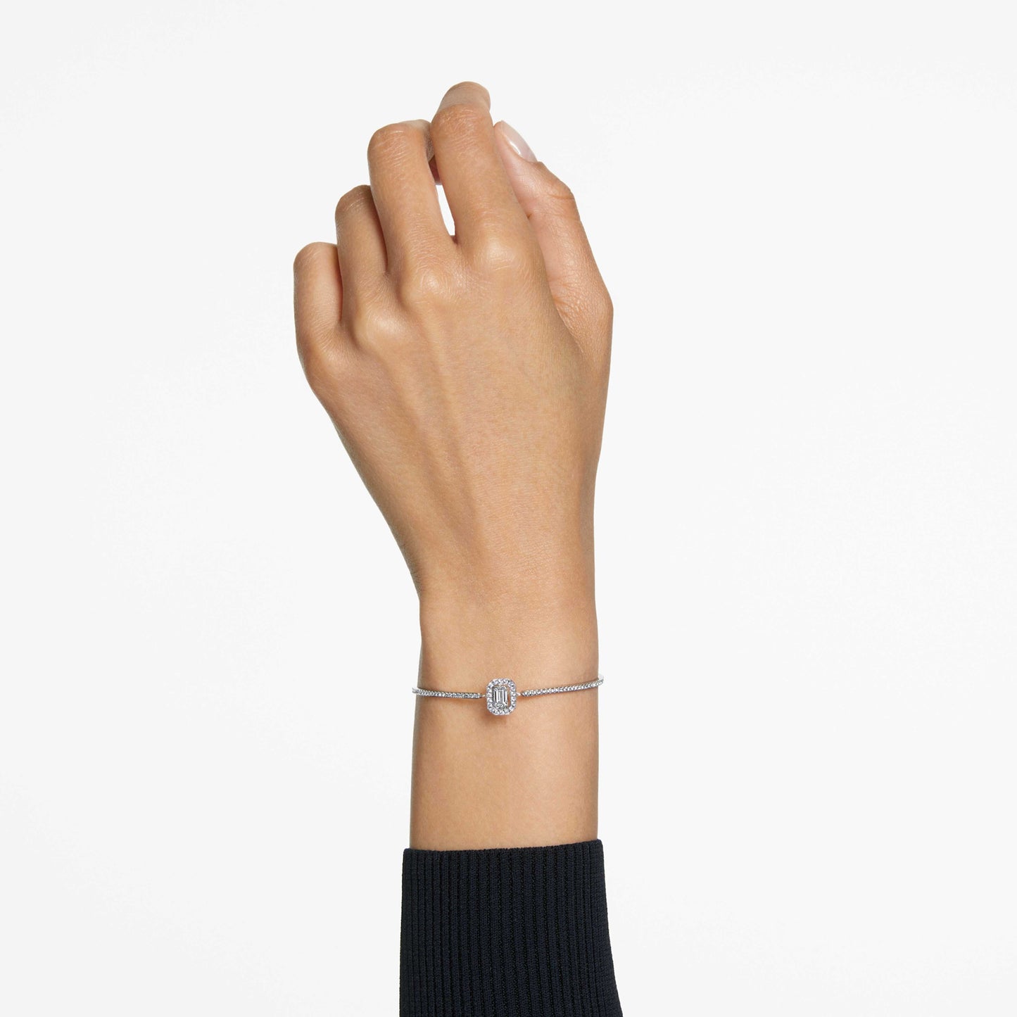Swarovski 5638494 Millenia bangle Octagon cut, Pavé, White, Rhodium plated