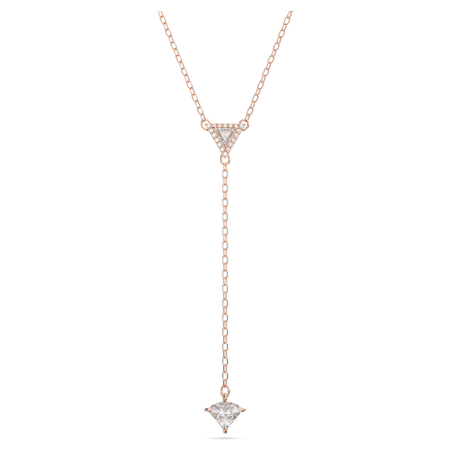 Swarovski 5642984 Ortyx Y necklace Triangle cut, White, Rose gold-tone plated