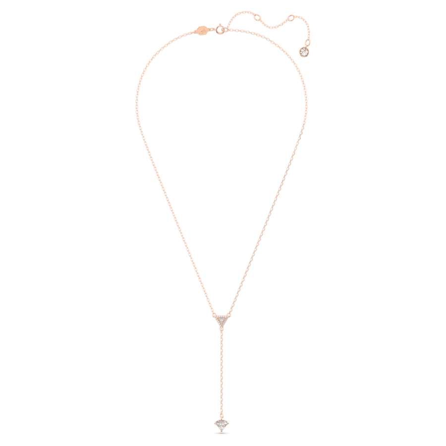 Swarovski 5642984 Ortyx Y necklace Triangle cut, White, Rose gold-tone plated