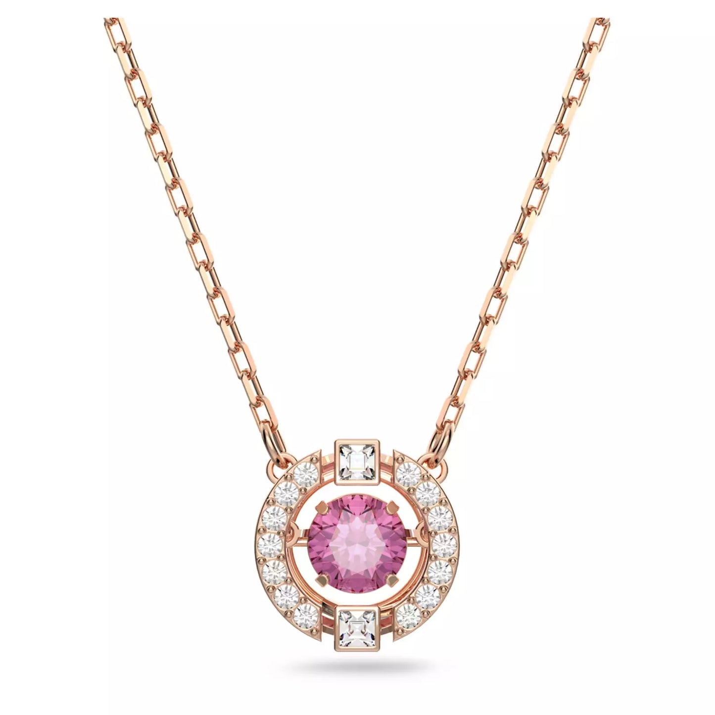 Swarovski Sparkling Dance necklace Round, Red, Rose-gold tone plated 5279421