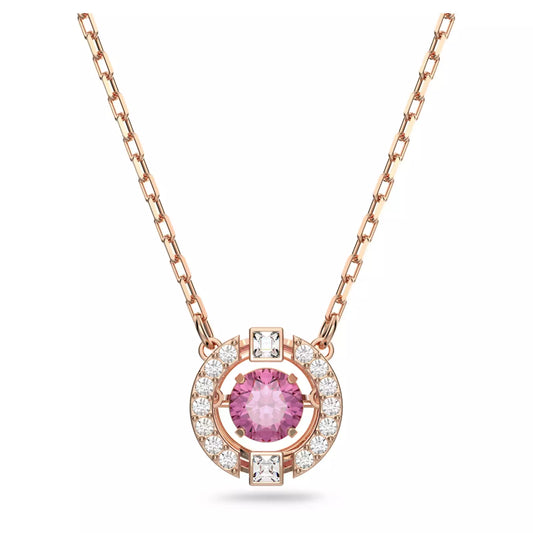 Swarovski Sparkling Dance necklace Round, Red, Rose-gold tone plated 5279421