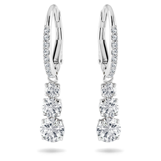 Stilla Attract hoop earrings Round cut, White, Rhodium plated 5416155