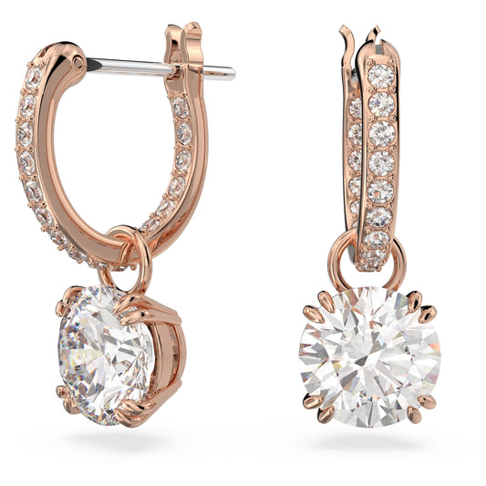 Stilla drop earrings Round cut, White, Rose gold-tone plated 5639975