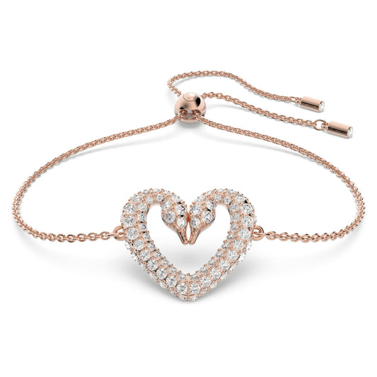 Sublima bracelet Heart, Medium, White, Rose gold-tone plated 5628658