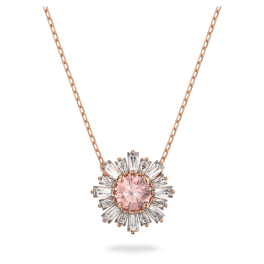 5642961 Sunshine pendant Mixed cuts, Sun, Pink, Rose gold-tone plated