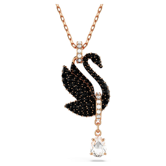 Swan pendant Swan, Black, Rose gold-tone plated 5678045