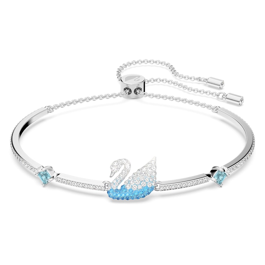 Swarovski 5549312 Iconic Swan bangle Swan, Blue, Rhodium plated