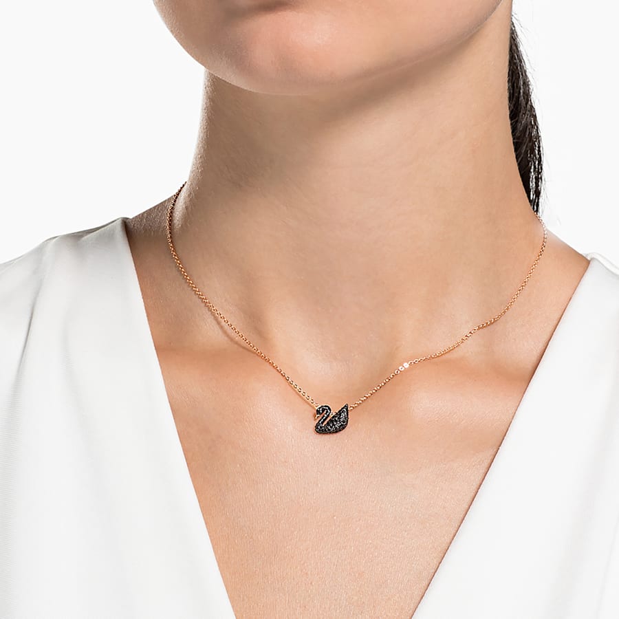 Swarovski 5204133 Iconic Swan pendant Swan, Small, Black, Rose gold-tone plated 5204133