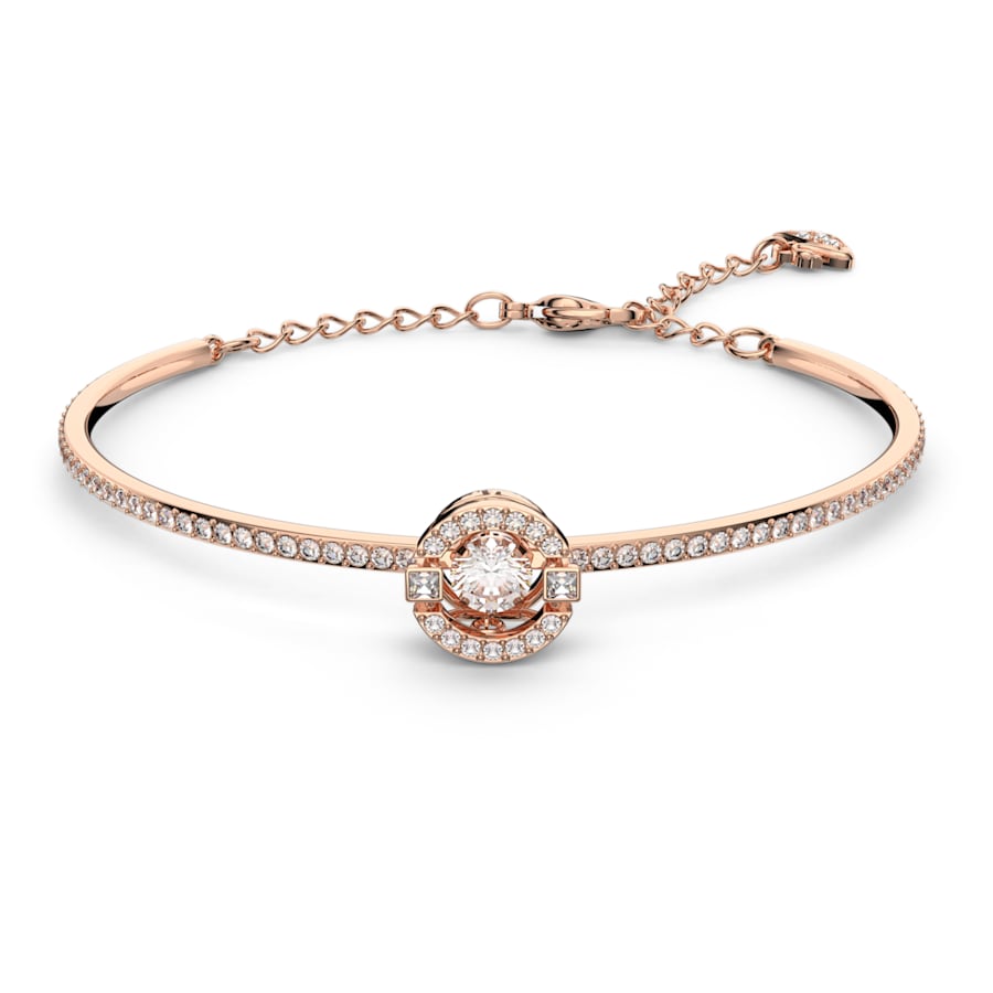 Swarovski 5497483 Sparkling Dance bangle Round cut, White, Rose gold-tone plated