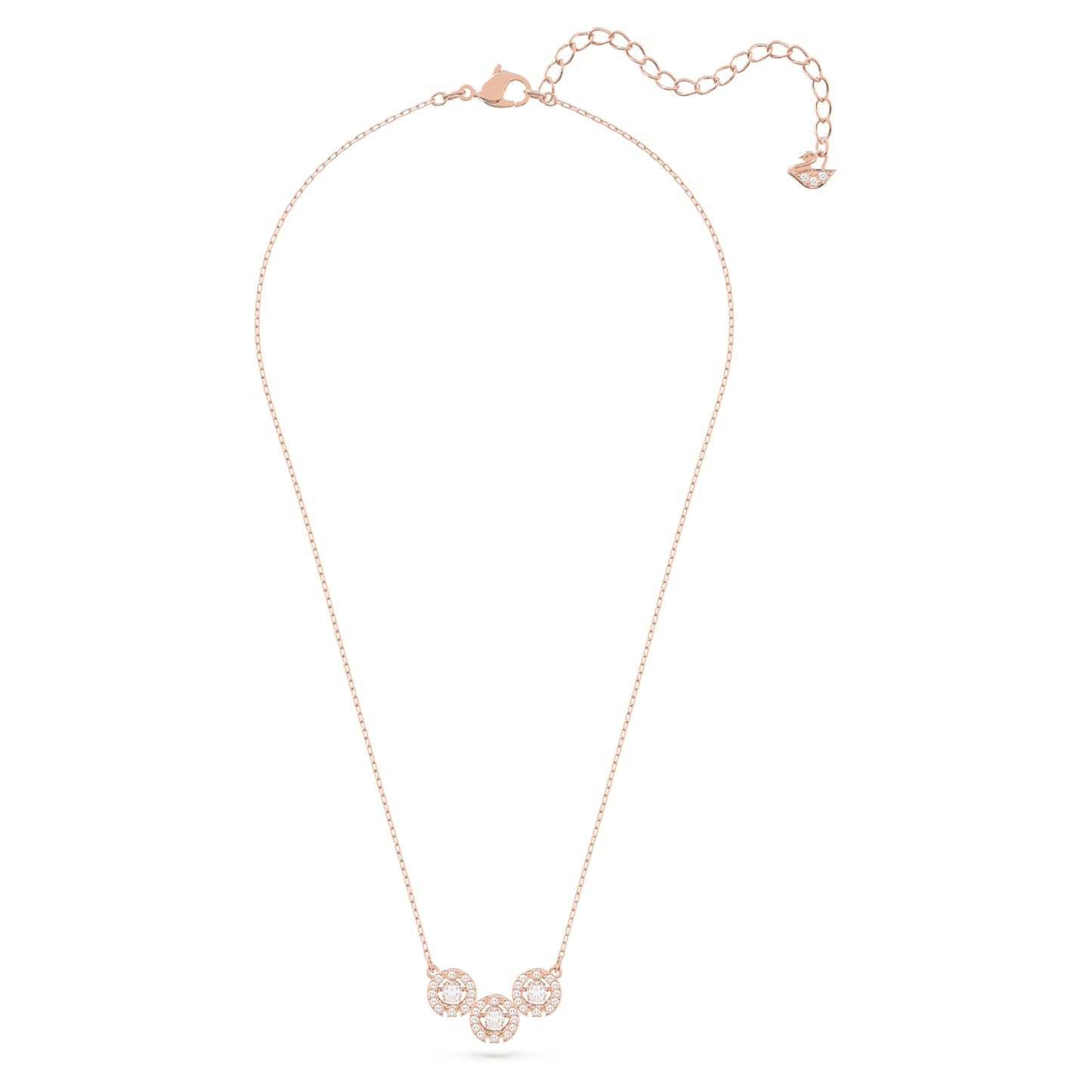 5480482 Swarovski Sparkling Dance Trilogy necklace Round cut, White, Rose gold-tone plated