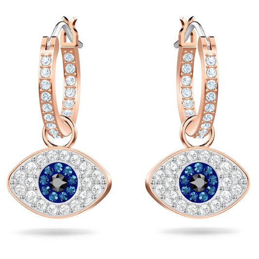 Symbolica hoop earrings Evil eye, Blue, Rose gold-tone plated 5425857