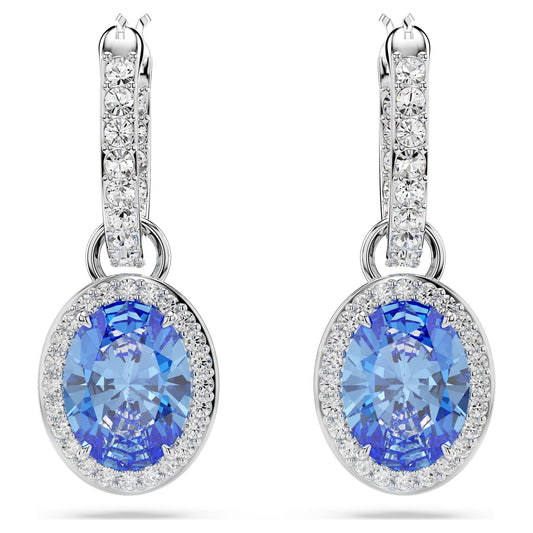 Una Angelic drop earrings Oval cut, Blue, Rhodium plated 5671817