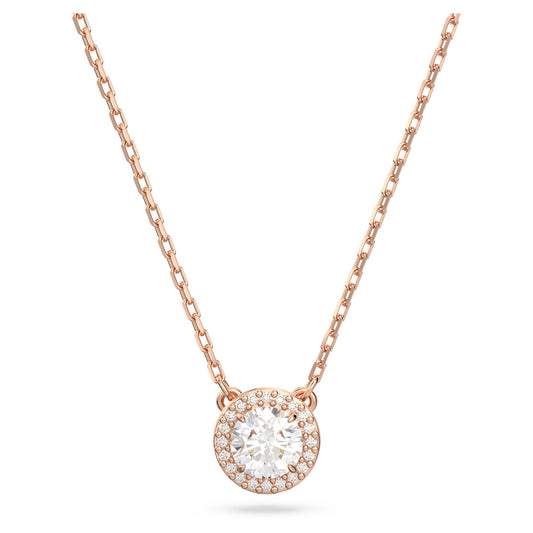 Una Angelic pendant Round cut, Pavé, White, Rose gold-tone plated 5636272