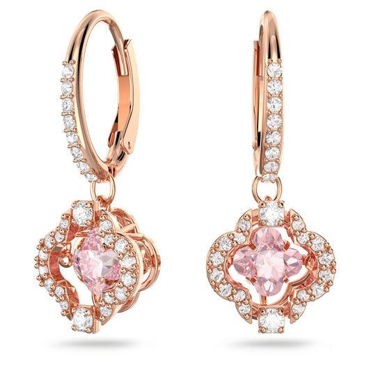 Una drop earrings Clover, Pink, Rose gold-tone plated 5516477