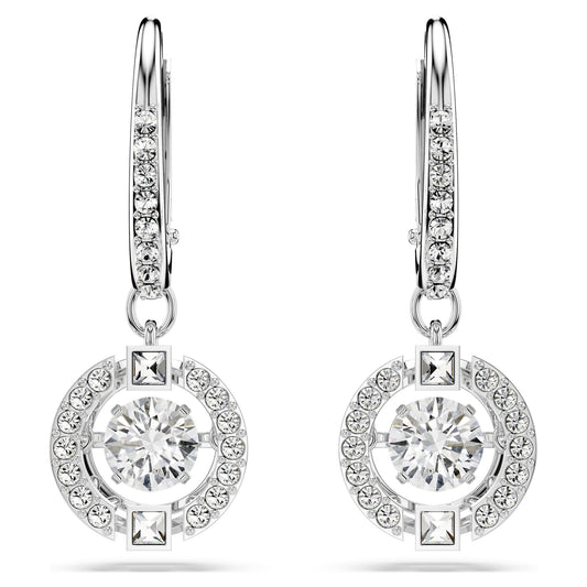 Una drop earrings Round cut, White, Rhodium plated 5504652