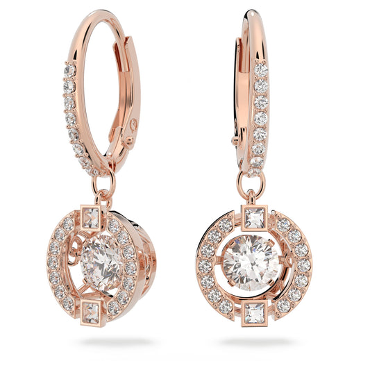 Una drop earrings Round cut, White, Rose gold-tone plated 5504753