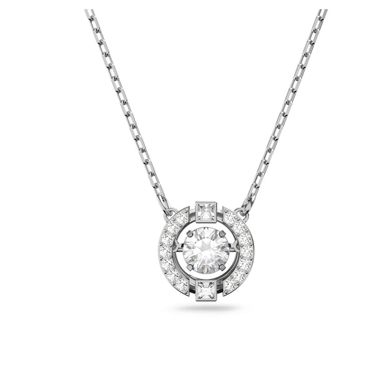 Una necklace Round cut, White, Rhodium plated 5286137