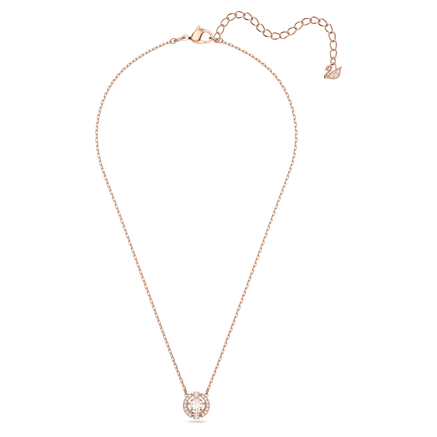 Una necklace Round cut, White, Rose gold-tone plated 5272364