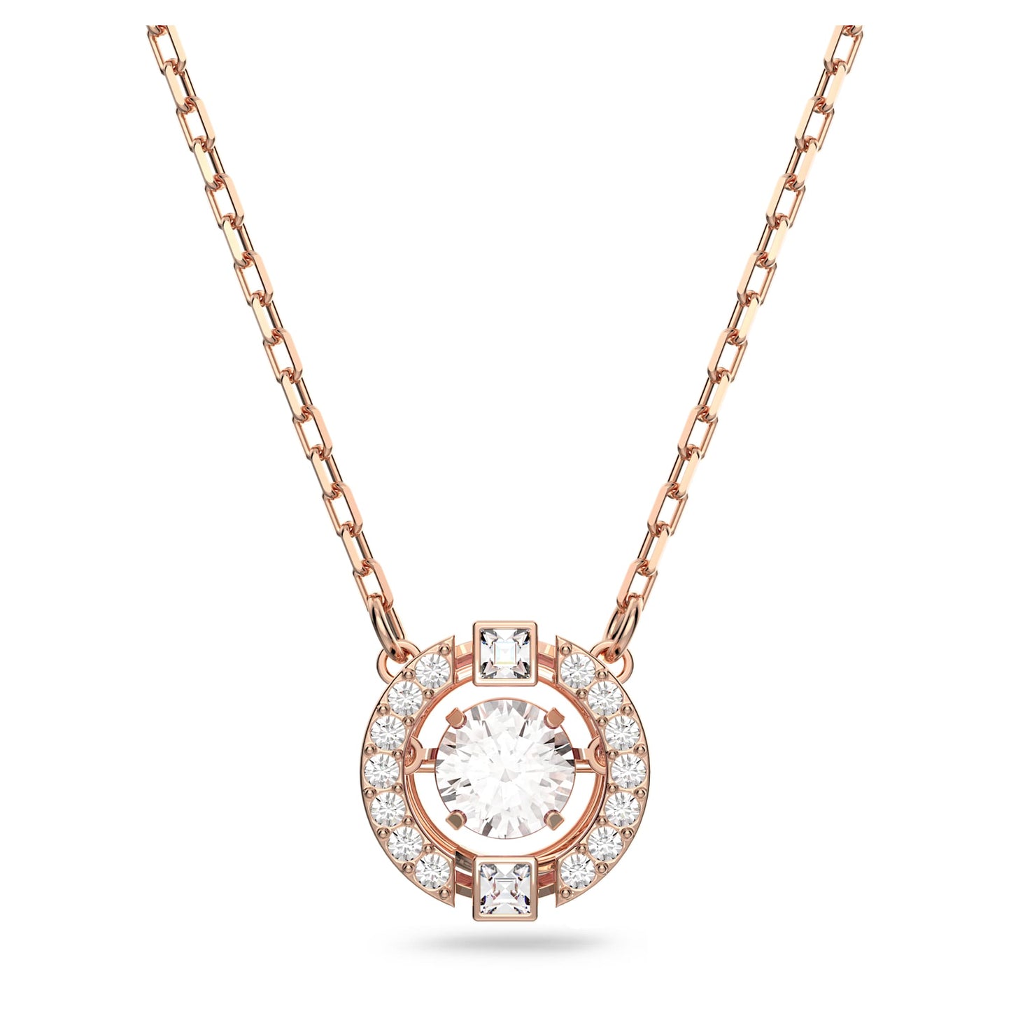 Una necklace Round cut, White, Rose gold-tone plated 5272364