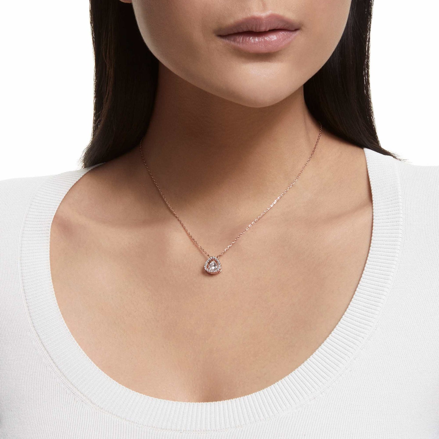 Una necklace Trilliant cut, White, Rose gold-tone plated 5640292