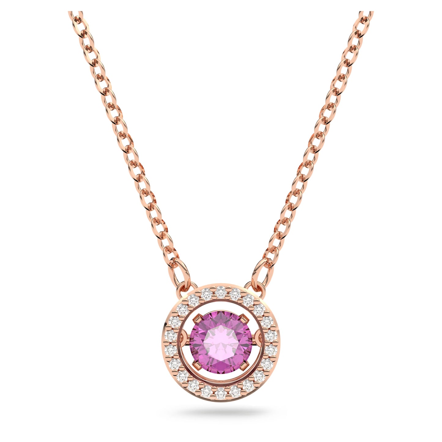 Una pendant Round cut, Long, Purple, Rose gold-tone plated 5620551