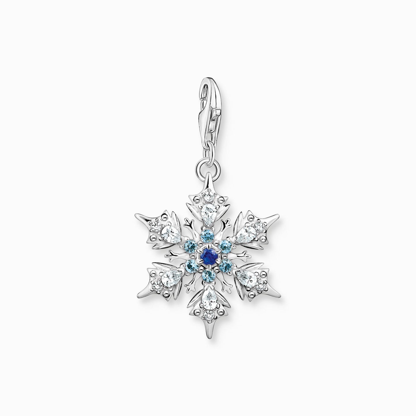 Charm pendant snowflake with blue stones silver 1902-945-7