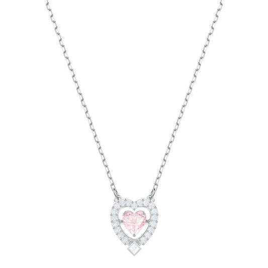 Sparkling Dance Heart Necklace Pink, Rhodium plating 5465284