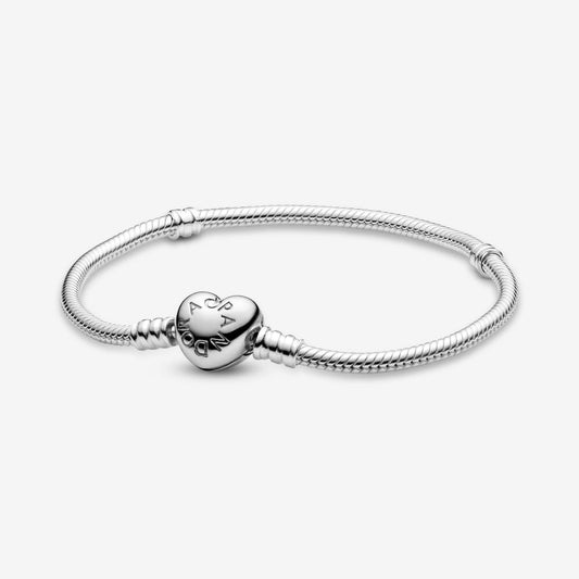 Pandora Moments Heart Clasp Snake Chain Bracelet