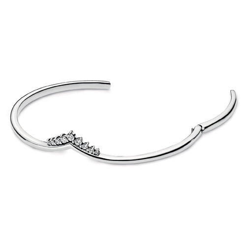 Tiara wishbone sterling silver open bangle 598338CZ