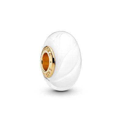 PANDORA Wavy White Murano Glass Charm 767160