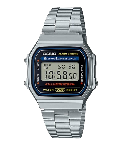 Casio Men's Electro Luminescence Digital Bracelet Watch A168W-1 A168WA-1