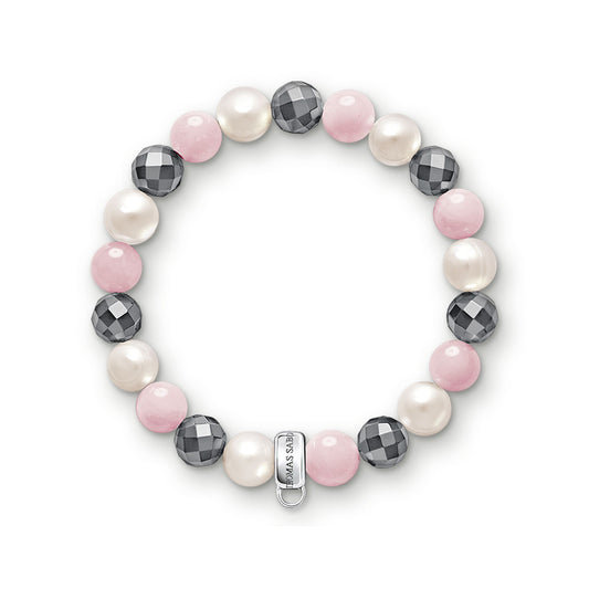 Charm bracelet pink, white, grey