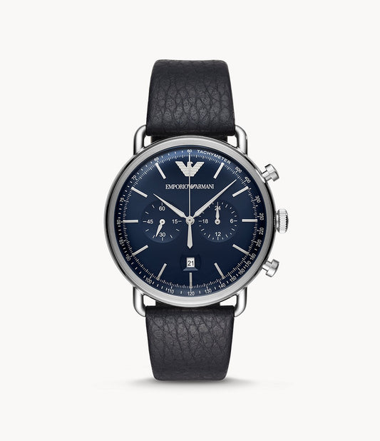 AR11105 Emporio Armani Men's Chronograph Blue Leather Watch