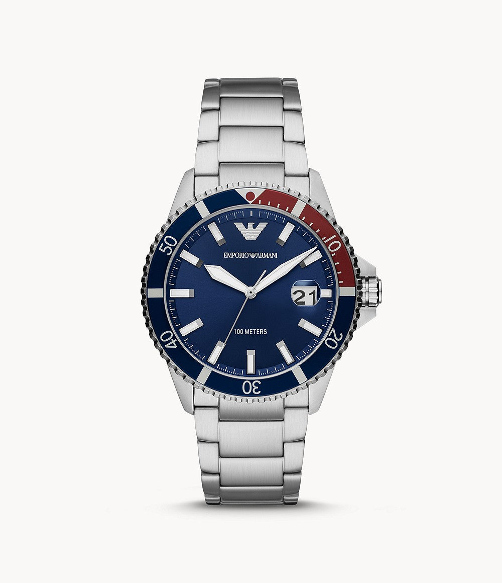 AR11339 Emporio Armani Three-Hand Stainless Steel Watch