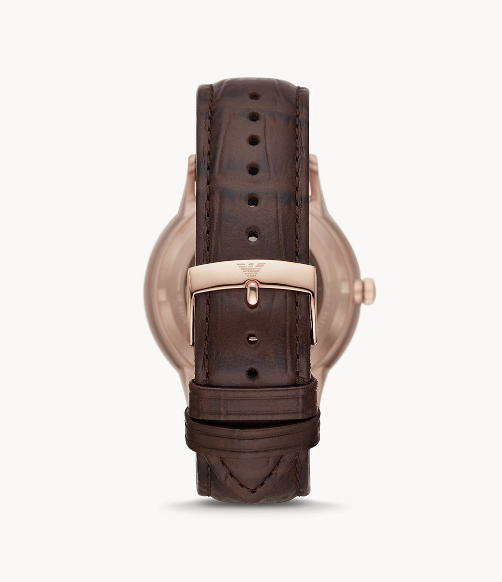 AR60039 Emporio Armani Automatic Brown Leather Watch