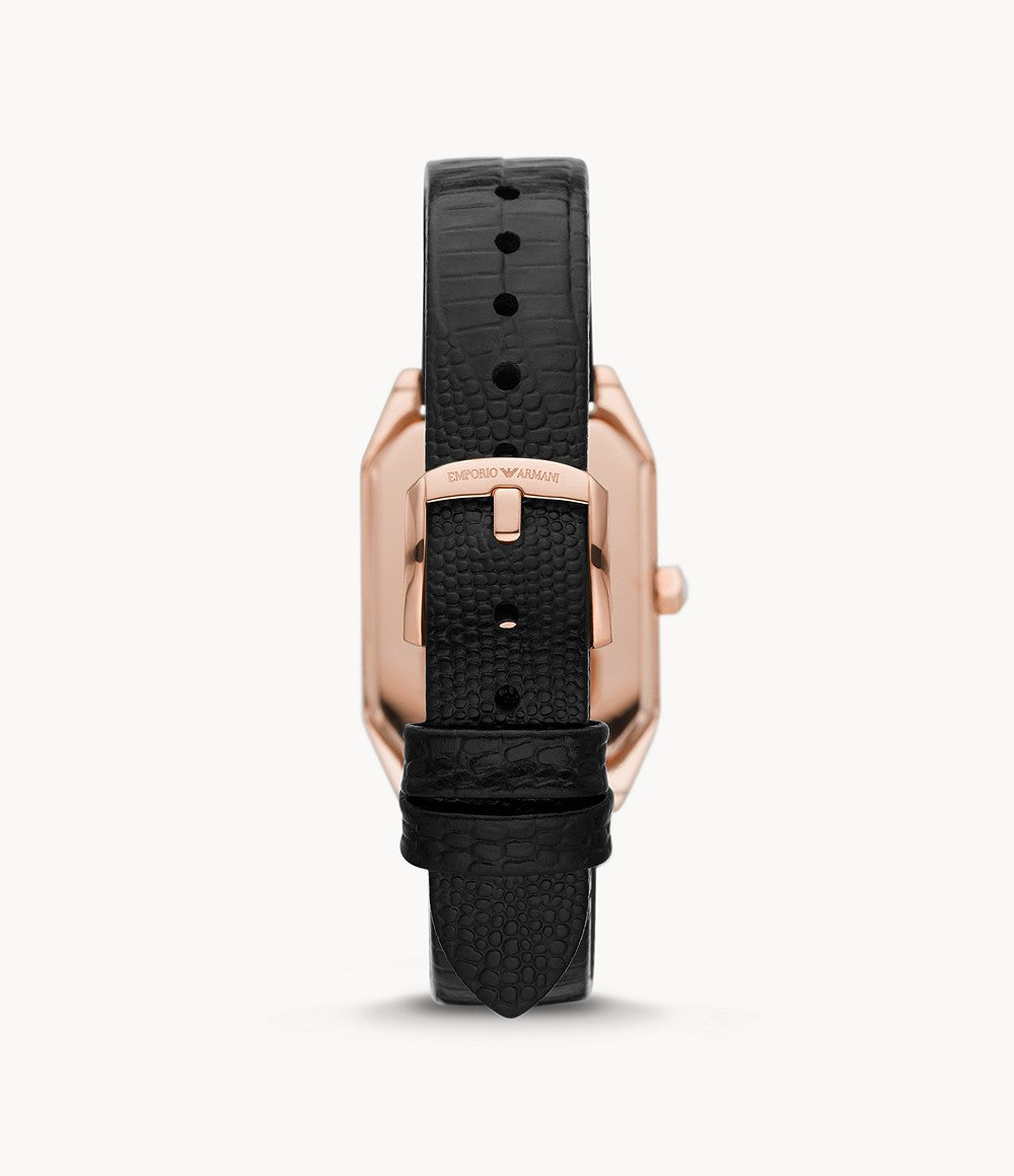 AR11390 Emporio Armani Two-Hand Black Leather Watch
