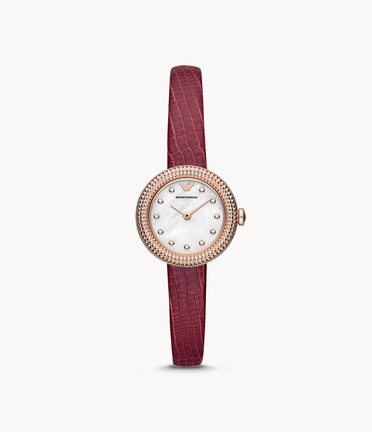 AR11417 Emporio Armani Two-Hand Burgundy Leather Watch